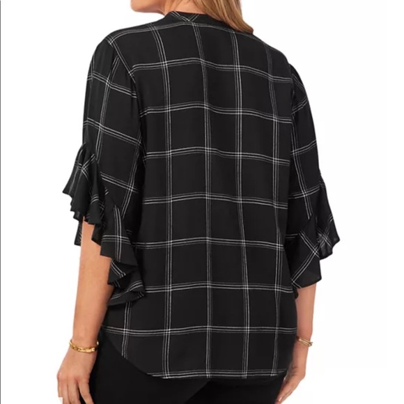Vince camuto plaid flutter sleeve blouse - Picture 2 of 3